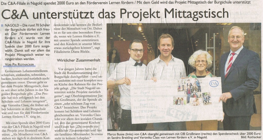 C& A Spende Burgschule